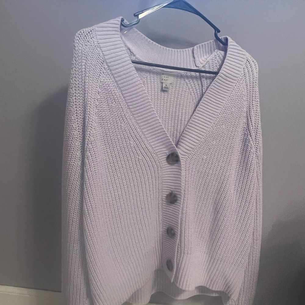 lavender button up cardigan-sweater v neck